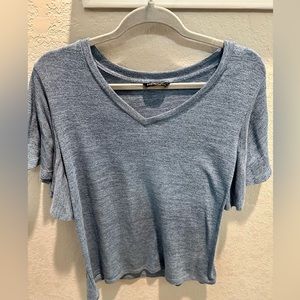 Heather Blue Flutter Short Sleeve Top